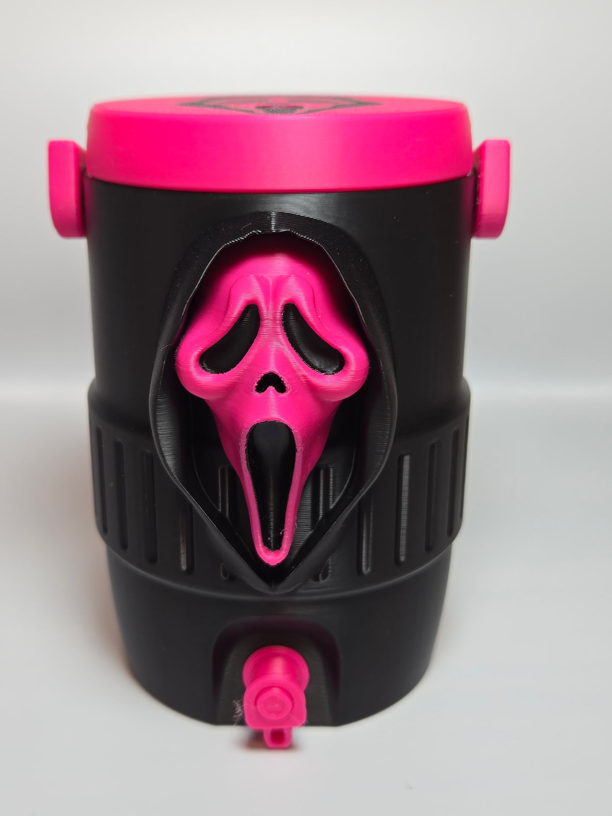 Pink Ghost Face Can Cooler