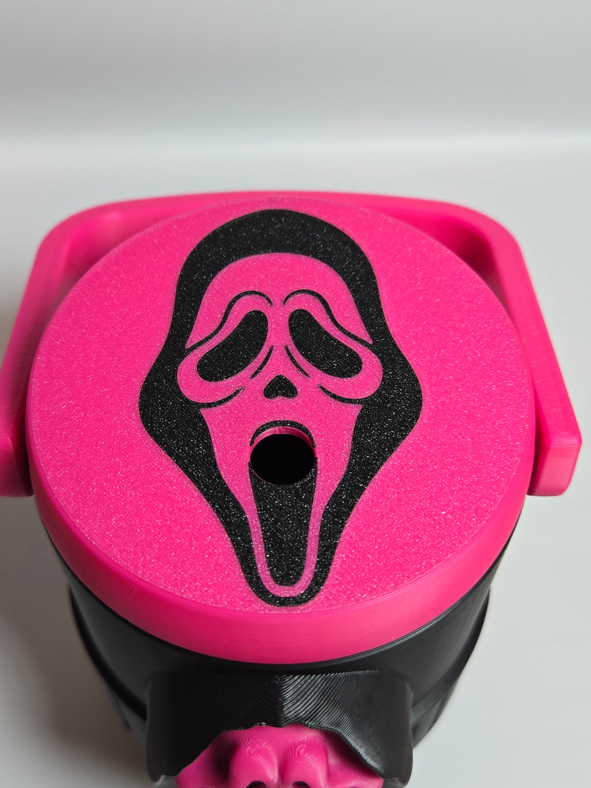 Pink Ghost Face Can Cooler