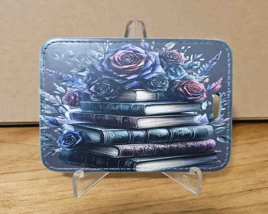 Roses and Books Purple Sublimation Luggage Tag