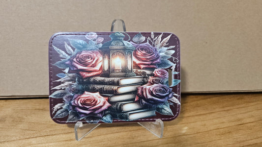 Roses and Books Maroon Sublimation Luggage Tag