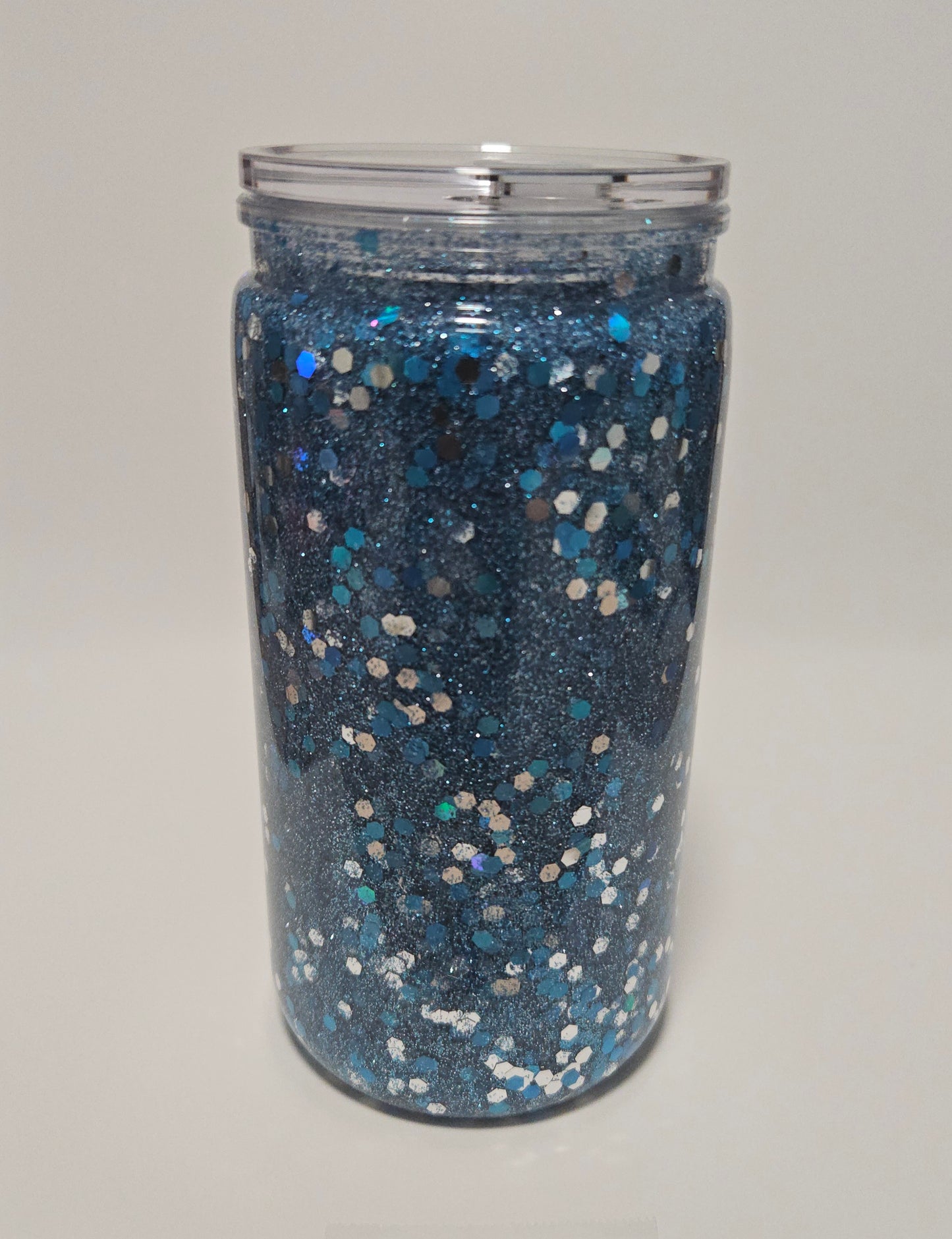 Acrylic Blue Glitter Snow Globe Tumbler