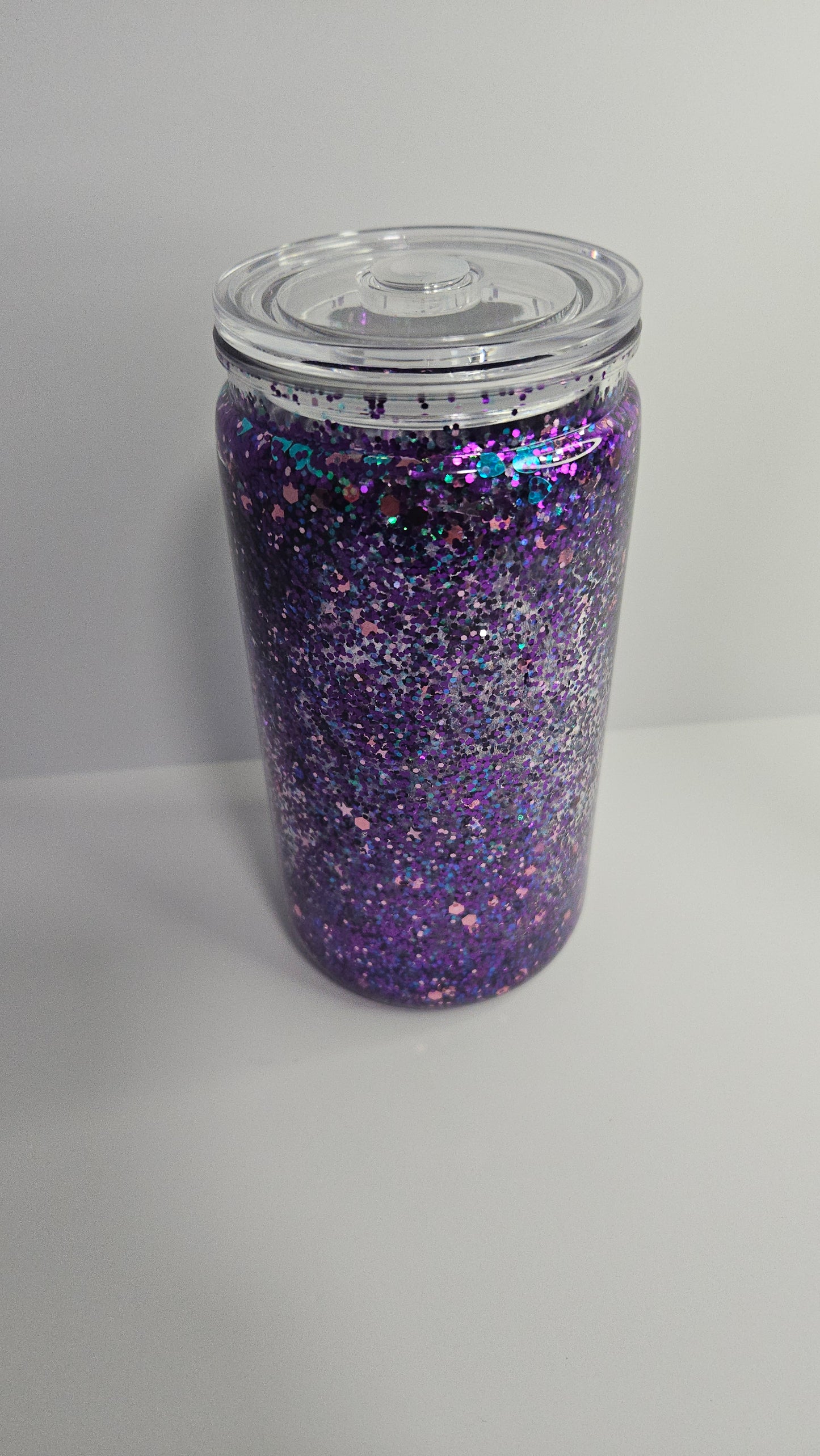 Acrylic Dark Purple Glitter Snow Globe Tumbler