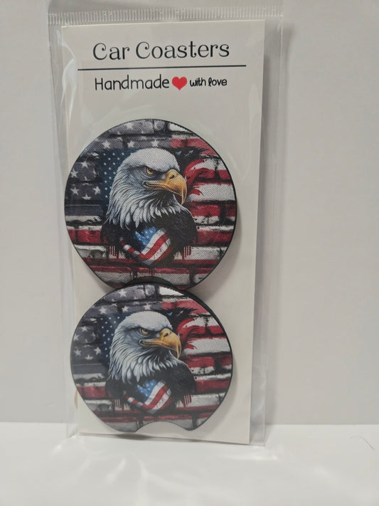 Eagle and Flag Car Coasters (1 Pair)